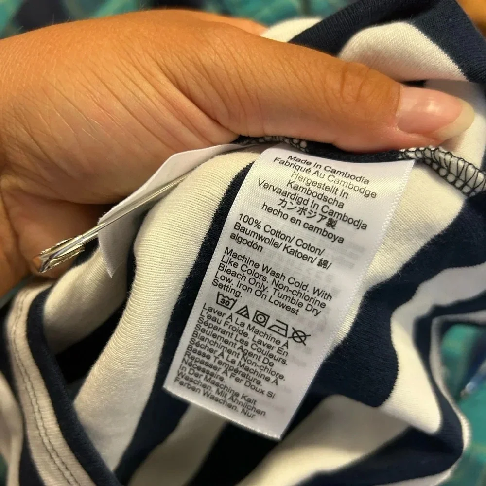 J.Crew Navy Blue Striped Scoop Neck Top